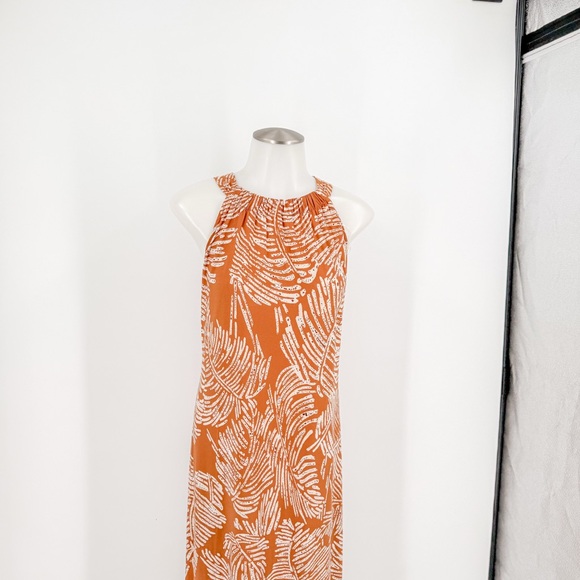 Anne Klein Terracotta Orange and White Patterned Maxi Dress - Picture 2 of 7